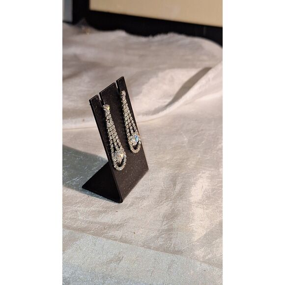 Women's Pierced Earrings Dangle Drop Rhinestone Elegant Eveningwear Cocktail - Picture 8 of 9